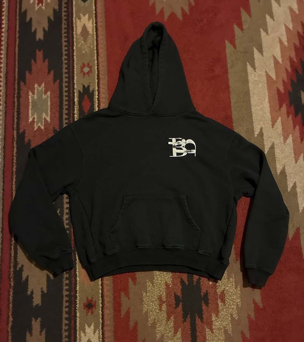 Rue Porter Luxury Hoodie - Inked Fleece Black Hoodie Size L Skeleton Praying